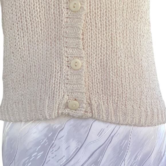 Vintage 90s Ivory Knit Button Down Coquette Cottage Sweater Vest Size Small - Picture 11 of 16